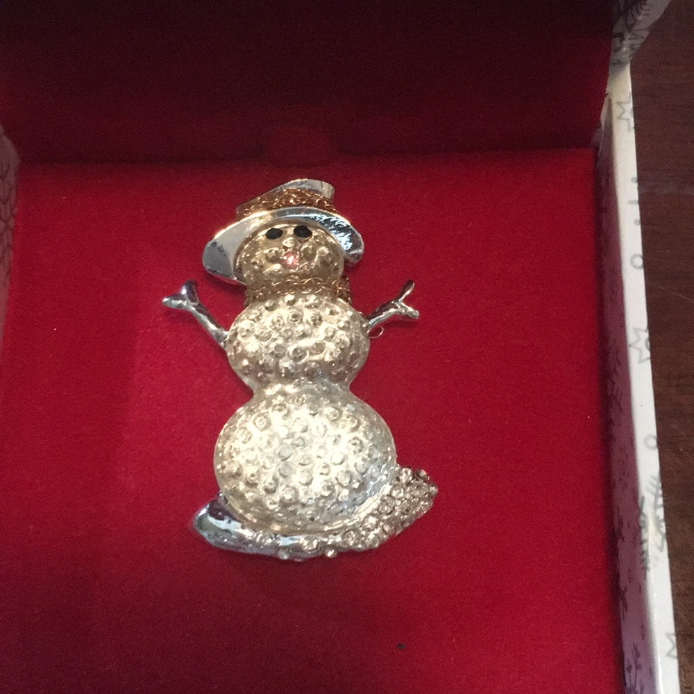 Crystal snowman pin